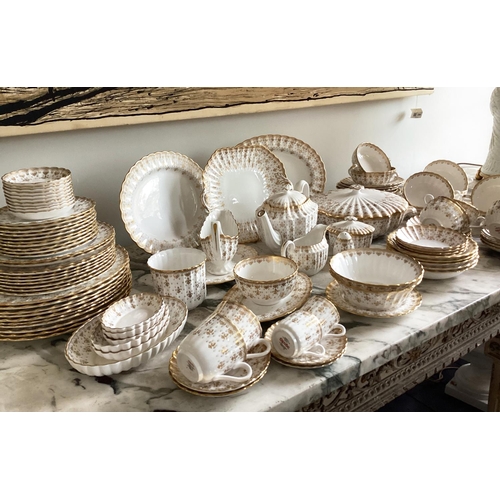 141 - DINNER SERVICE, English Fine Bone China, Spode Fleur-de-Lys, gold, ten place, six piece settings, 10... 