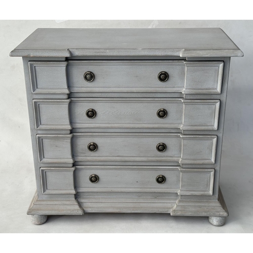 142 - COMMODE, French style traditionally grey painted with four long drawers, 92cm W x 47cm D x 83cm H.