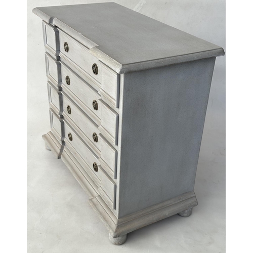 142 - COMMODE, French style traditionally grey painted with four long drawers, 92cm W x 47cm D x 83cm H.