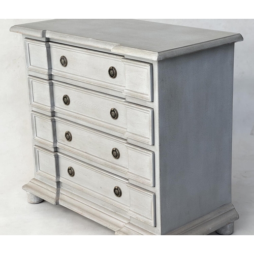 142 - COMMODE, French style traditionally grey painted with four long drawers, 92cm W x 47cm D x 83cm H.