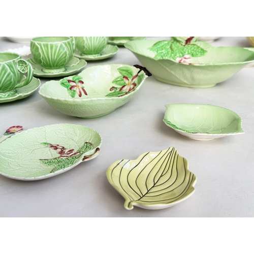 148 - MAJOLICA AND CARLTON WARE, a collection including English Portuguese and Spanish cabbage ware togeth... 