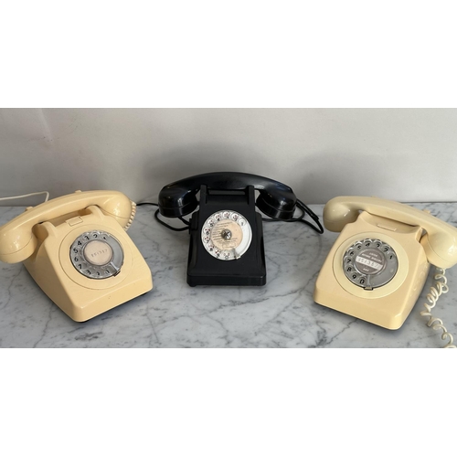 152 - TELEPHONES, three mid 20th century UK vintage bakelite including two white and one black. (3)