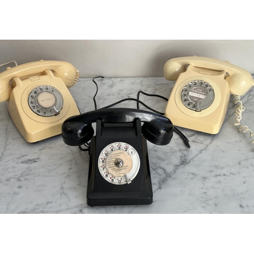 152 - TELEPHONES, three mid 20th century UK vintage bakelite including two white and one black. (3)