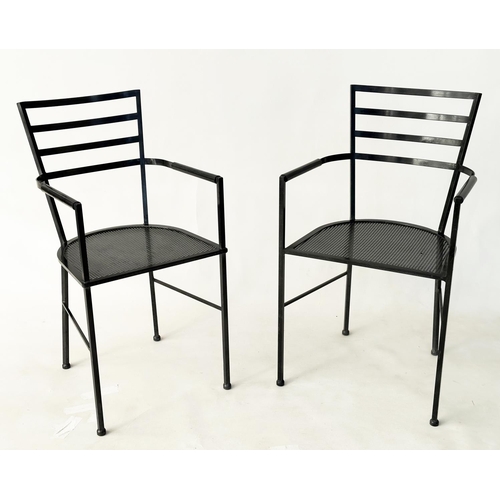 153 - ARMCHAIRS, a pair, Scandinavian award winning contemporary design handmade steel framed, 44cm W. (2)