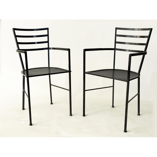 153 - ARMCHAIRS, a pair, Scandinavian award winning contemporary design handmade steel framed, 44cm W. (2)