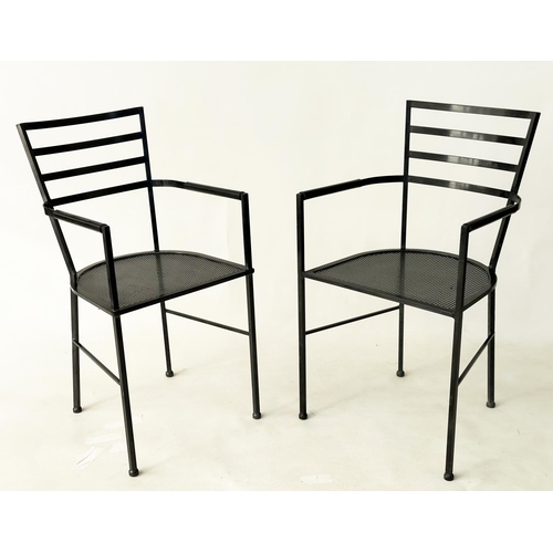 153 - ARMCHAIRS, a pair, Scandinavian award winning contemporary design handmade steel framed, 44cm W. (2)