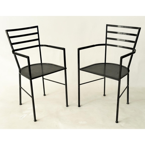 153 - ARMCHAIRS, a pair, Scandinavian award winning contemporary design handmade steel framed, 44cm W. (2)