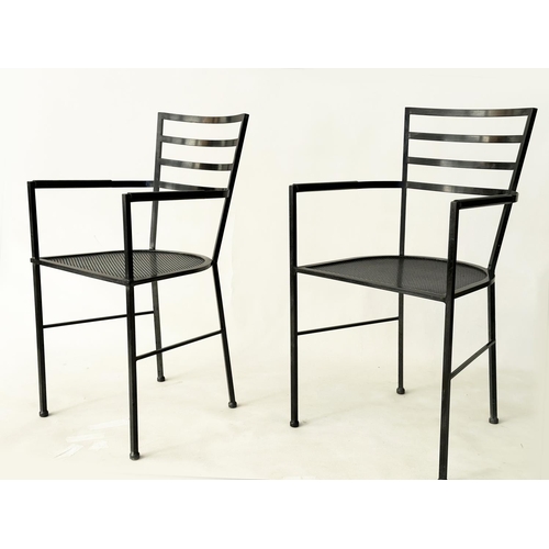 153 - ARMCHAIRS, a pair, Scandinavian award winning contemporary design handmade steel framed, 44cm W. (2)