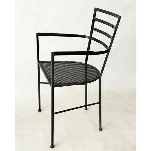 153 - ARMCHAIRS, a pair, Scandinavian award winning contemporary design handmade steel framed, 44cm W. (2)