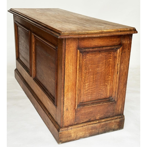 156 - WORKBENCH/COUNTER, 19th century English oak and pine with ten drawers and panelled construction, 170... 