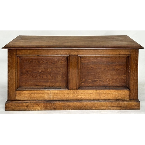 156 - WORKBENCH/COUNTER, 19th century English oak and pine with ten drawers and panelled construction, 170... 