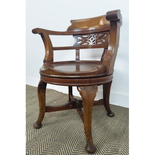 158 - DESK CHAIR, Victorian walnut with swivel seat, 80cm H x 60cm W.