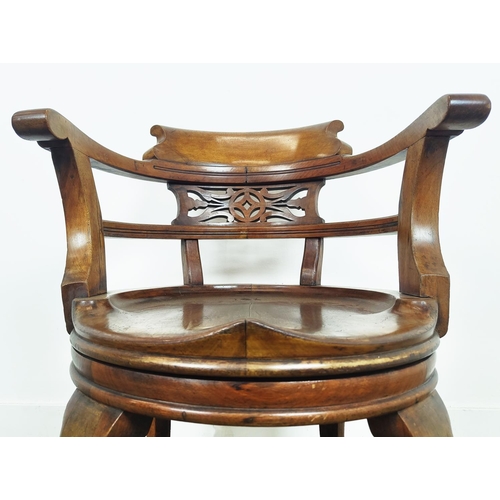 158 - DESK CHAIR, Victorian walnut with swivel seat, 80cm H x 60cm W.