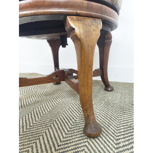 158 - DESK CHAIR, Victorian walnut with swivel seat, 80cm H x 60cm W.