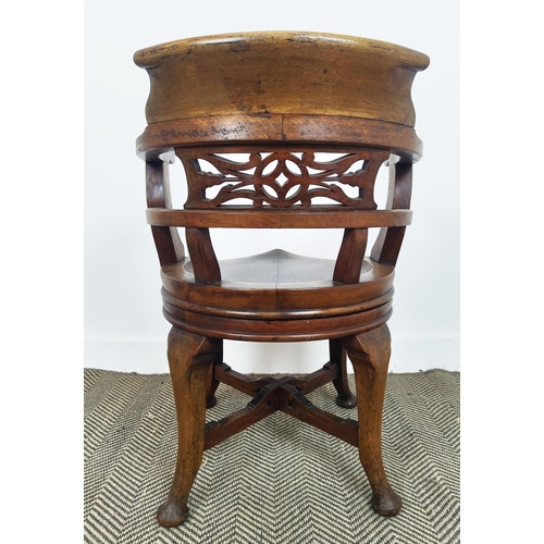 158 - DESK CHAIR, Victorian walnut with swivel seat, 80cm H x 60cm W.