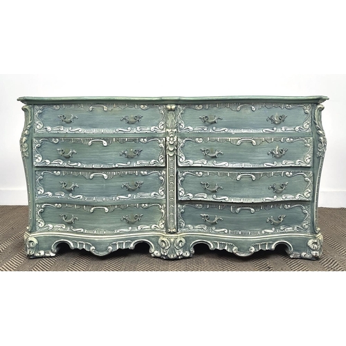 162 - COMMODE, Spanish Rococo style painted, containing eight drawers, labelled Mariano Garcia, Valencia, ... 