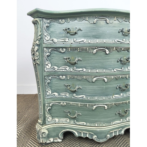 162 - COMMODE, Spanish Rococo style painted, containing eight drawers, labelled Mariano Garcia, Valencia, ... 