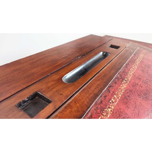 166 - PEDESTAL DESK, Victorian mahogany, circa 1890 with red leather slope and six drawers on brass castor... 