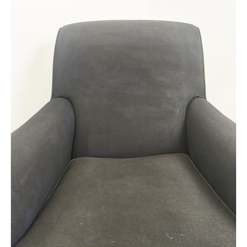 174 - HOWARD STYLE ARMCHAIRS, a pair, in black fabric, 84cm H x 85cm W x 110cm D. (2)