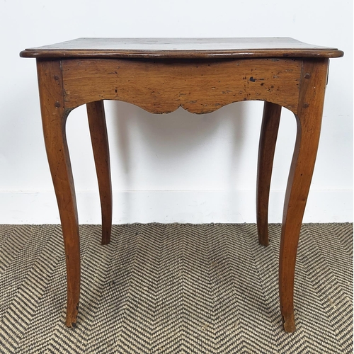 179 - SERPENTINE SIDE TABLE, mid 19th century French provincial walnut with end drawer, 63cm H x 60cm W x ... 