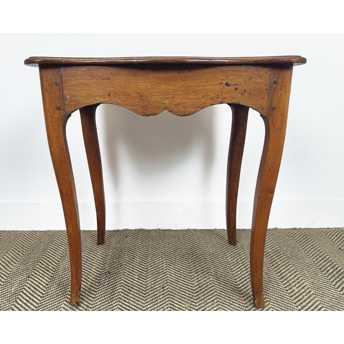 179 - SERPENTINE SIDE TABLE, mid 19th century French provincial walnut with end drawer, 63cm H x 60cm W x ... 