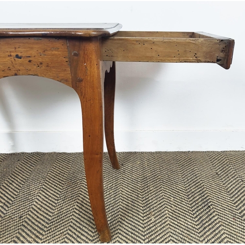 179 - SERPENTINE SIDE TABLE, mid 19th century French provincial walnut with end drawer, 63cm H x 60cm W x ... 