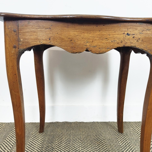 179 - SERPENTINE SIDE TABLE, mid 19th century French provincial walnut with end drawer, 63cm H x 60cm W x ... 