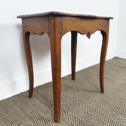 179 - SERPENTINE SIDE TABLE, mid 19th century French provincial walnut with end drawer, 63cm H x 60cm W x ... 