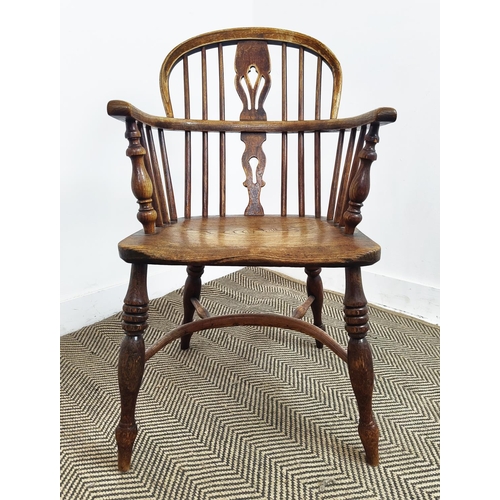 180 - WINDSOR ARMCHAIR, Victorian ash and elm, 91cm H x 53cm W x 58cm D.