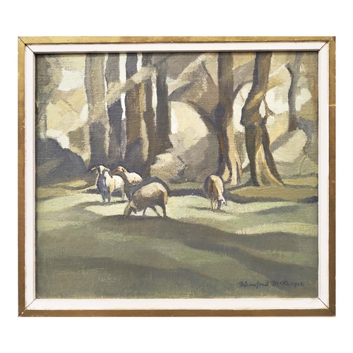 65 - WINIFRED MCKENZIE (British 1905-2001), 'Sheep in Corfu', oil on board, 28cm x 34cm, framed. (Subject... 