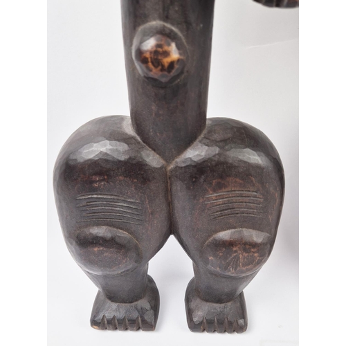 8 - BAOULÉ TRIBAL FIGURES, a pair, Ivory Coast, carved hardwood and beadwork, 100cm H. (2)