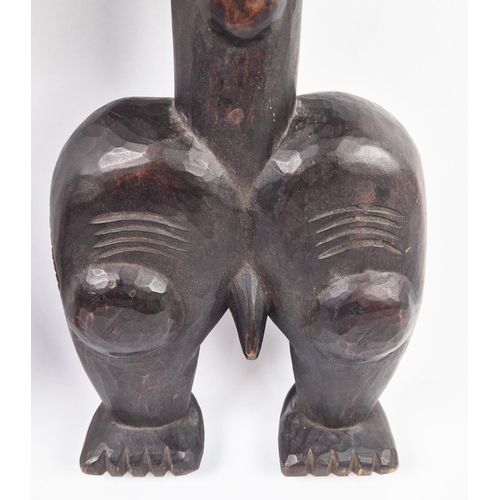 8 - BAOULÉ TRIBAL FIGURES, a pair, Ivory Coast, carved hardwood and beadwork, 100cm H. (2)