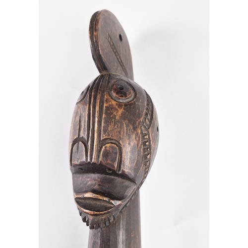 8 - BAOULÉ TRIBAL FIGURES, a pair, Ivory Coast, carved hardwood and beadwork, 100cm H. (2)