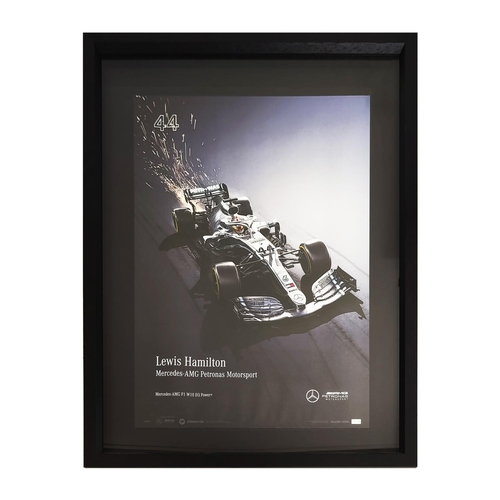 83 - LEWIS HAMILTON MERCEDS-AMG LIMITED EDITION POSTER 138/500, 88cm x 68cm, framed.