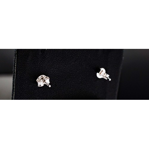 63 - PAIR OF 18CT WHITE GOLD OVAL SAPPHIRE AND RBC DIAMOND CLUSTER STUDS, boxed, sapphires 1.16ct, diamon... 