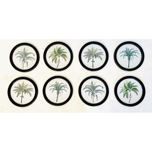 522 - BOTANICAL PRINTS, a set of eight, in black circular frames, 35cm H x 35cm W. (8)