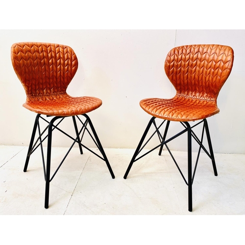 528 - SIDE CHAIRS, a pair, 1970s Italian style tan leather, 85cm H x 42cm W x 40cm D (2)