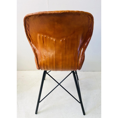 528 - SIDE CHAIRS, a pair, 1970s Italian style tan leather, 85cm H x 42cm W x 40cm D (2)