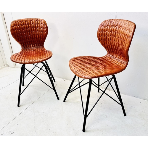 528 - SIDE CHAIRS, a pair, 1970s Italian style tan leather, 85cm H x 42cm W x 40cm D (2)