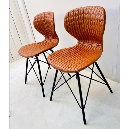 528 - SIDE CHAIRS, a pair, 1970s Italian style tan leather, 85cm H x 42cm W x 40cm D (2)