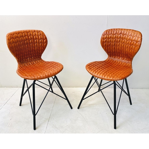 528 - SIDE CHAIRS, a pair, 1970s Italian style tan leather, 85cm H x 42cm W x 40cm D (2)