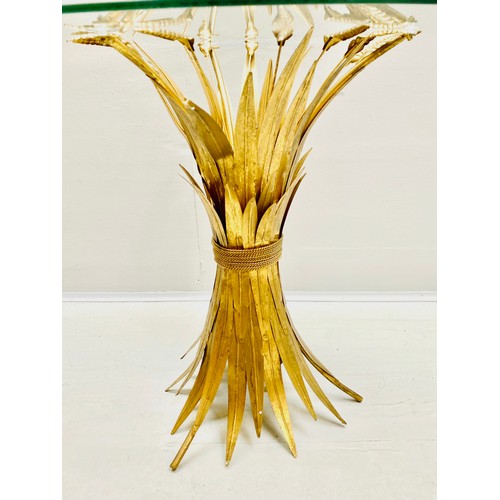 533 - MAISON JANSEN STYLE SIDE TABLE, gilt metal wheat sheaf base, 60cm x 70cm x 70cm.