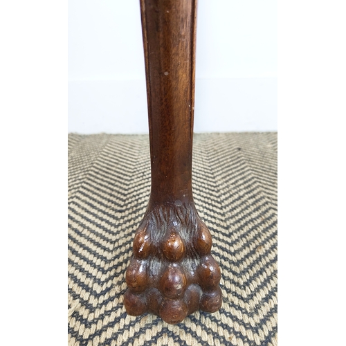 512 - TEA TABLE, early 20th century German walnut with demi lune top and hairy paw feet, 76cm H x 100cm x ... 