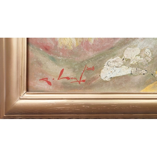 101 - NGUYEN, QUOC HUG, 'Landscapes', a set of three mixed medias on aluminium, 68cm x 88cm, framed. (3)