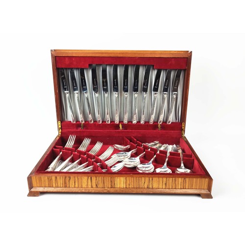 28 - AN ART DECO VINERS OF SHEFFIELD CASED CANTEEN OF CUTLERY, circa 1930, silver plated cutlery in the R... 