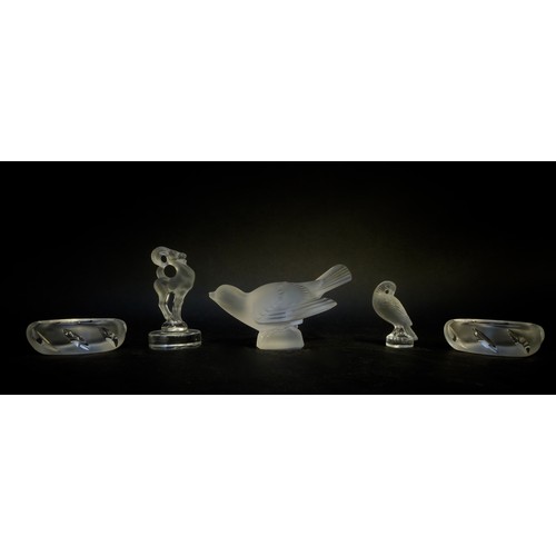 26 - LALIQUE GLASSWARE COLLECTION, comprising a turtle dove, a partridge, a part a goat on a stepped base... 