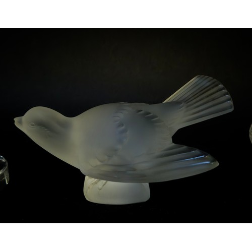 26 - LALIQUE GLASSWARE COLLECTION, comprising a turtle dove, a partridge, a part a goat on a stepped base... 