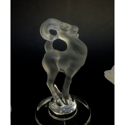 26 - LALIQUE GLASSWARE COLLECTION, comprising a turtle dove, a partridge, a part a goat on a stepped base... 