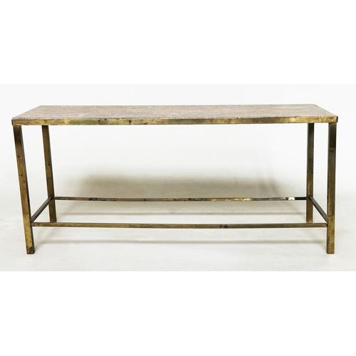 116 - LOW TABLE, 1970s Italian rectangular Sienna marble with gilt metal support, 107cm W x 38cm D x 47cm ... 