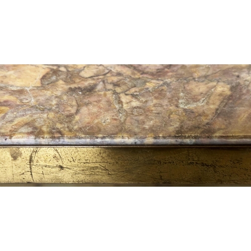 116 - LOW TABLE, 1970s Italian rectangular Sienna marble with gilt metal support, 107cm W x 38cm D x 47cm ... 